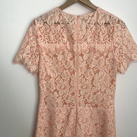 Ganni Duval Corded Lace Pink Midi Dress Womens EU 38 US 6/8 - Picture 6 of 16